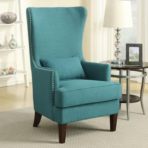 Teal high sales back accent chair